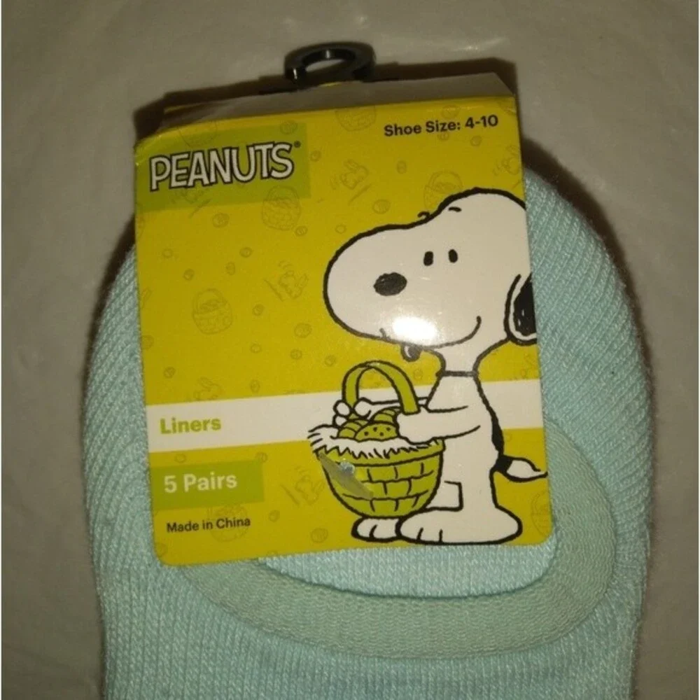 Peanuts 5 pairs of Easter Print Liner socks NWT